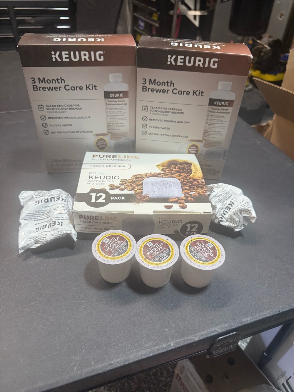 Keurig White and Brown Coffee Filter Cartridges with Yellow Accents